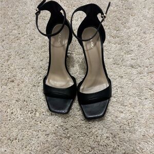 Aldo Black Ankle Strap Heels
